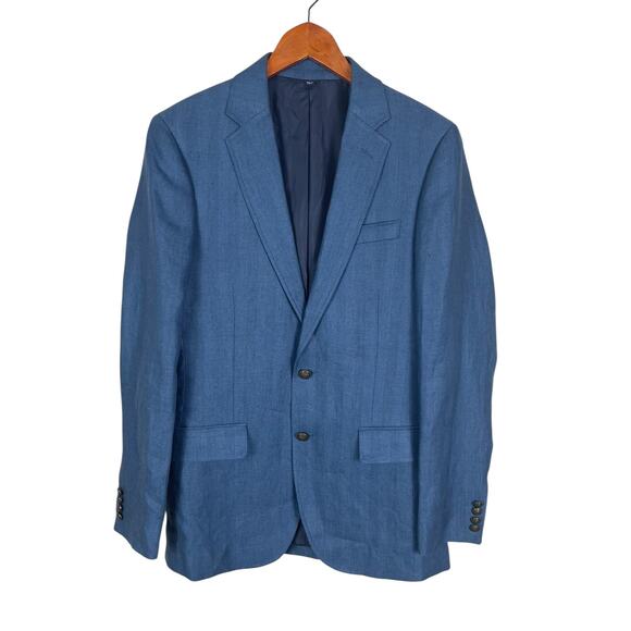 J.Crew Thompson University Blazer Linen Herringbone Blue Men's Size 36R NEW - Picture 1 of 12
